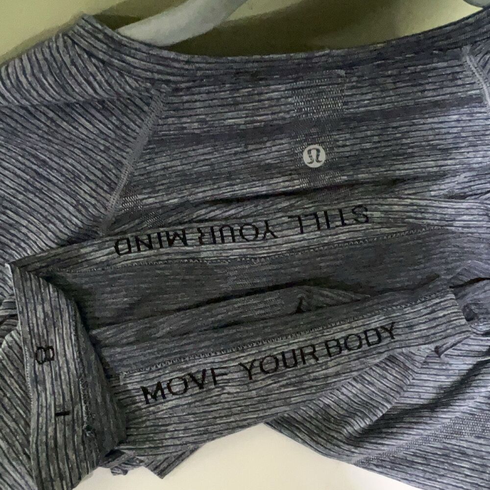 Lululemon Swiftly Tech Long Sleeve Crew Women's 8 Grey Heathered Thumbholes - Picture 7 of 7